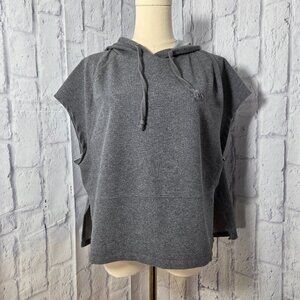 Avia Large Grey Terry Short Sleeve Hooded Crop Sweatshirt